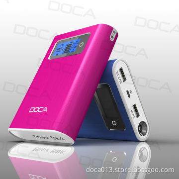 High Capacity DOCA D568 12000mAh Power Bank, Dual USB Battery Charger